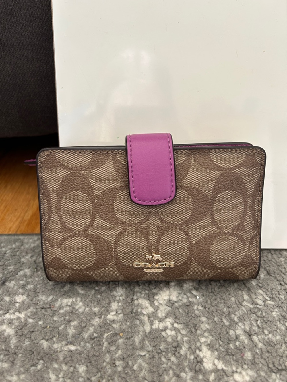 COACH Signature Canvas Small Wallet in Purple